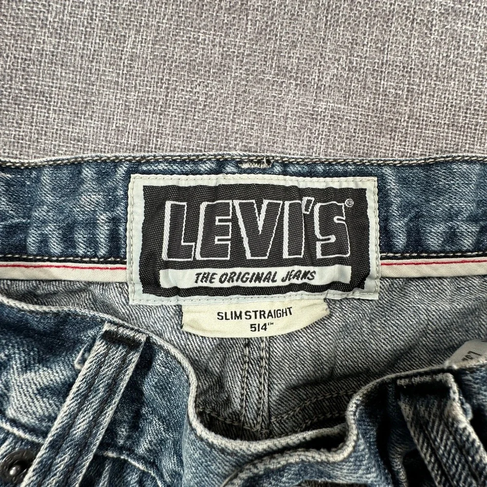 Levis 514 Slim Straight Jeans Mens 33x32 (Fits as 32x32) Blue Cotton Y2K Denim